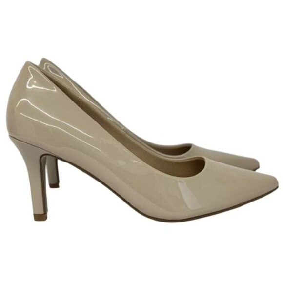 PIERRE DUMAS /  Bloom-1 / Beige / Patent / Leather / Pointed-Toe / High  Heel - Picture 1 of 7